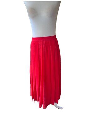 Front Row Shop Womens Skirt XS Red Pleated Chiffon Knee Length A Line Career